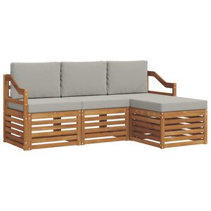 vidaXL Outdoor-Sofagarnitur mit Kissen 4 pcs Nat&uuml;rlich und Hellgrau