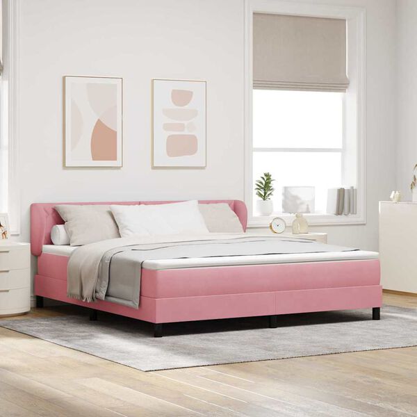 vidaXL Boxspringbett mit Kopfteil Rosa 180 x 200 cm Samt