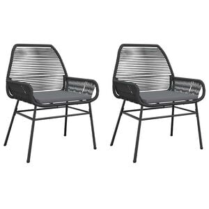 vidaXL Gartenst&uuml;hle 2 Stk. mit Kissen Schwarz Poly Rattan