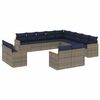 vidaXL 13-teiliges Gartensofa-Set mit Kissen, grau, Polyrattan