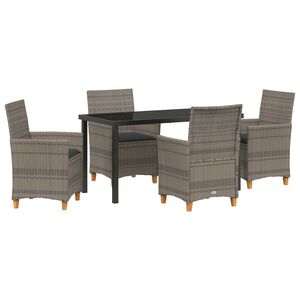 vidaXL Garten Essgruppe 5 pcs Grau Poly-Rattan