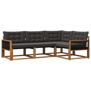 vidaXL Outdoor-Sofagarnitur mit Kissen 4 pcs Nat&uuml;rlich und Schwarz