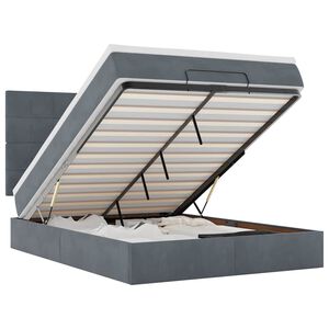 vidaXL Ottoman-Bett mit Matratzen Dunkelgrau 140x200 cm Samt
