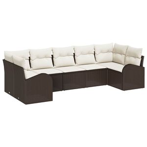 vidaXL Gartensofa-set mit Kissen 7 pcs Braun und Wei&szlig; Poly-Rattan