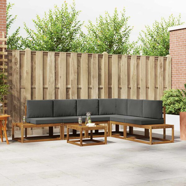 vidaXL Outdoor-Sofagarnitur mit Kissen 7 St&uuml;ck Natur und Anthrazit