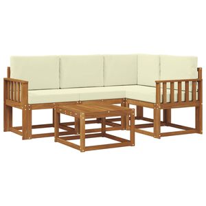 vidaXL Outdoor-Sofagarnitur mit Kissen 5 pcs Natur und Creme