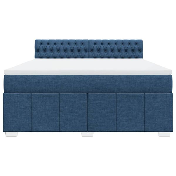 vidaXL Boxspringbett mit Matratze Blau 180x200 cm Stoff