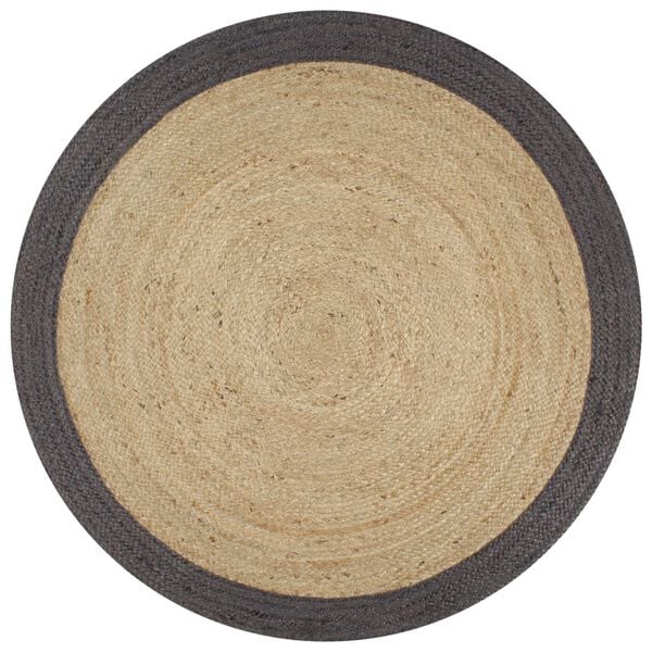 vidaXL Teppich Handgefertigt Jute mit Dunkelgrauem Rand 90 cm