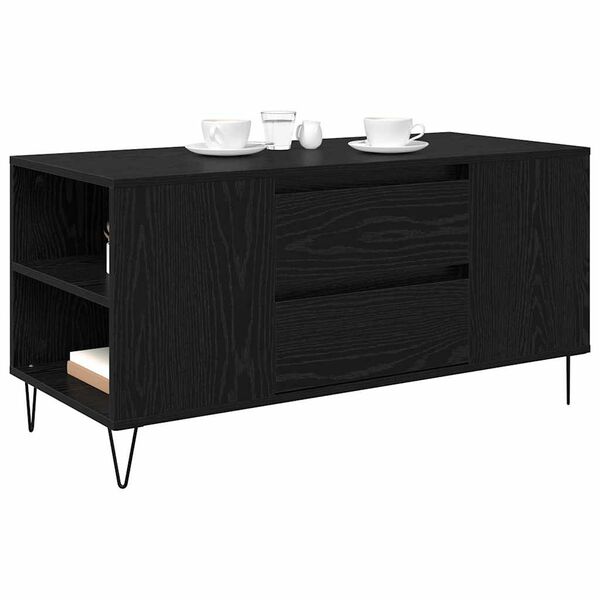 vidaXL Couchtisch Schwarz Eichen-Optik 102 x 44,5 x 50 cm