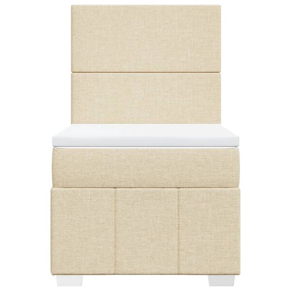 vidaXL Boxspringbett mit Matratze Creme 90x200 cm Stoff