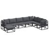 vidaXL Garten-Sofa-Set mit Kissen Schwarz Aluminium