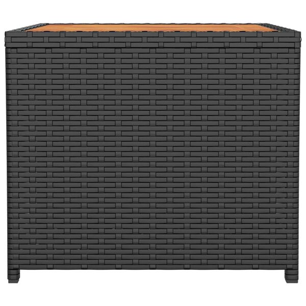 vidaXL Beistelltisch mit Holzplatte Schwarz Poly Rattan & Akazienholz