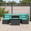 vidaXL Garten Essgruppe mit Kissen 7 pcs Schwarz und Teal