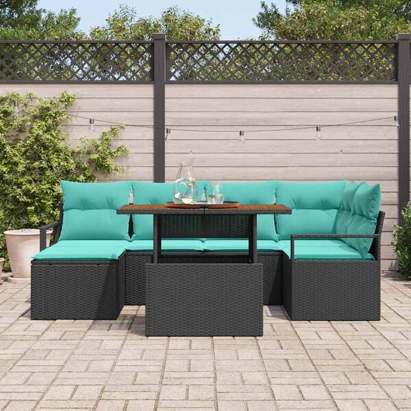 vidaXL Garten Essgruppe mit Kissen 7 pcs Schwarz und Teal