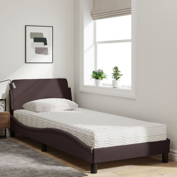 vidaXL Bett mit Matratze "Dover" Dunkelbraun 90x190 cm Stoff