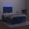 vidaXL Boxspringbett mit Matratze & LED Dunkelblau 120x190 cm Samt