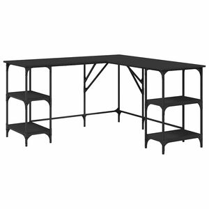 vidaXL Schreibtisch Schwarz 139x139x75 cm Holzwerkstoff