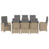 vidaXL Garten Essgruppe mit Kissen 9 pcs Beige Poly-Rattan
