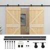 vidaXL Schiebet&uuml;r 2 pcs Nat&uuml;rlich und Schwarz Massives Kiefernholz