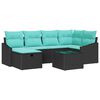 vidaXL Sofa Set mit Kissen mit Speicher Schwarz Poly-Rattan