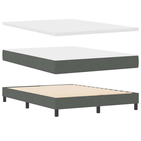 vidaXL Boxspringbett mit Matratze Dunkelgrau 190 x 140 cm Stoff