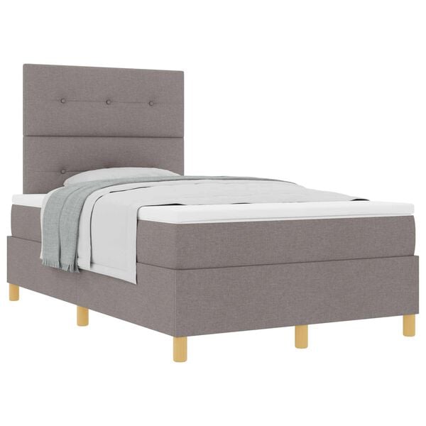 vidaXL Boxspringbett mit Matratze Taupe 120 x 200 cm Stoff