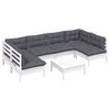 vidaXL 7-tlg. Garten-Lounge-Set mit Kissen Wei&szlig; Kiefer Massivholz
