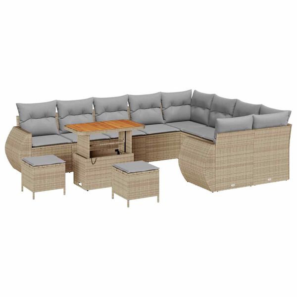 vidaXL Garten-Sofa-Set 12 pcs Beige Poly-Rattan
