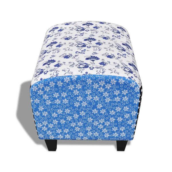 vidaXL Fußhocker Patchwork Blau & Weiß