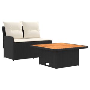 vidaXL Garten Armlehnen Sofa mit Klapptisch 2 St&uuml;ck Schwarz und Creme