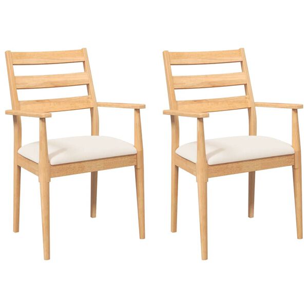 vidaXL Esszimmerst&uuml;hle mit Kissen 2 Stk. Massivholz Gummibaum