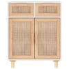 vidaXL Sideboard Weiß 60x30x75 cm Massivholz Kiefer und Natur-Rattan