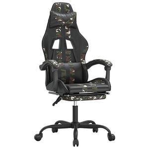 vidaXL Gaming-Stuhl mit Fu&szlig;st&uuml;tze Schwarz und Tarnfarben Kunstleder