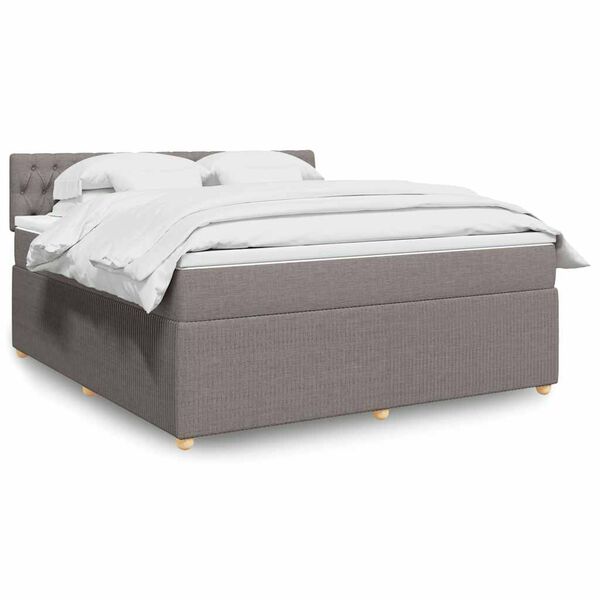 vidaXL Boxspringbett mit Matratze Taupe 180x200 cm Stoff