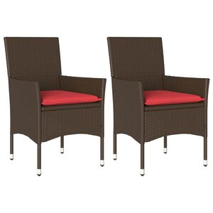 vidaXL Gartenst&uuml;hle mit Kissen 2 Stk. Braun Poly Rattan