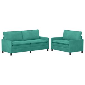 vidaXL Sofa Set 2 stk. T&uuml;rkis Samt