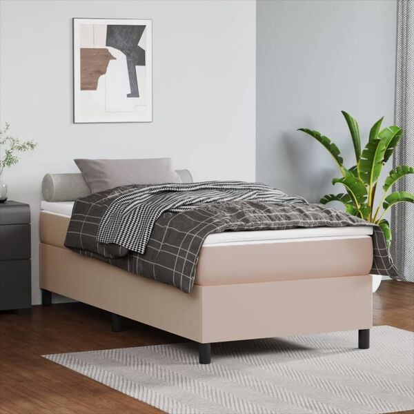 vidaXL Boxspringbett mit Matratze Cappuccino-Braun 90x200cm Kunstleder