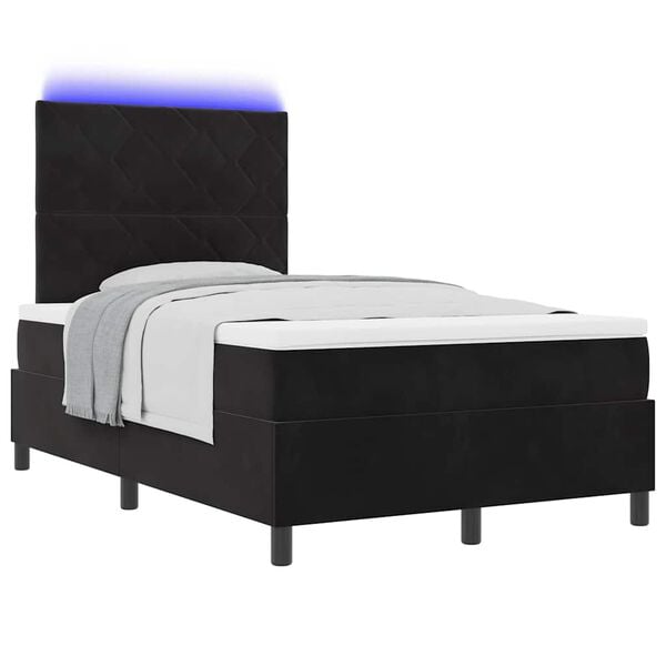 vidaXL LED Boxspringbett mit Matratze Schwarz 120 x 190 cm Samt
