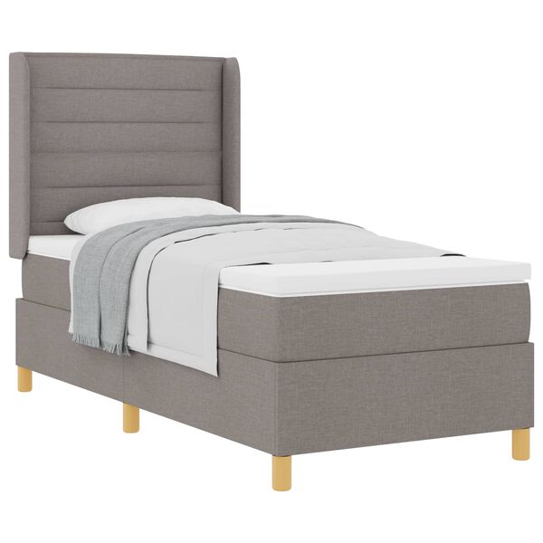 vidaXL Boxspringbett mit Matratze Taupe 100 x 200 cm Stoff