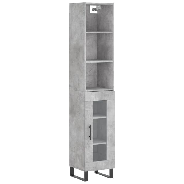 vidaXL Highboard Betongrau 34,5x34x180 cm Holzwerkstoff