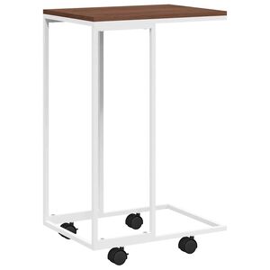 vidaXL Beistelltisch mit Rollen Wei&szlig; 40x30x63,5 cm Holzwerkstoff