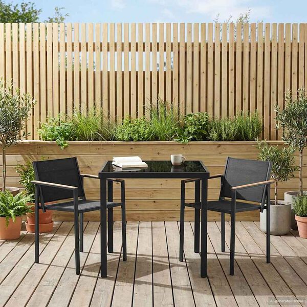 vidaXL Gartenm&ouml;bel Set 3 pcs Schwarz und Anthrazit 80 x 80 x 73 cm