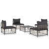vidaXL 5-tlg. Garten-Lounge-Set mit Kissen Anthrazit Poly Rattan
