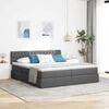 vidaXL Bett mit LED-Lichtleisten Dunkelgrau 180 x 200 cm Stoff