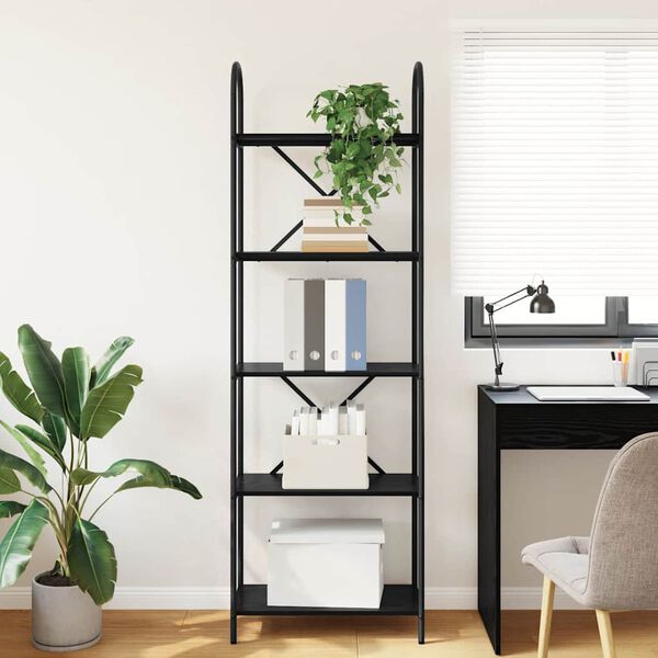 vidaXL B&uuml;cherregal Schwarz Eichen-Optik 60 x 30 x 183 cm Holzwerkstoff