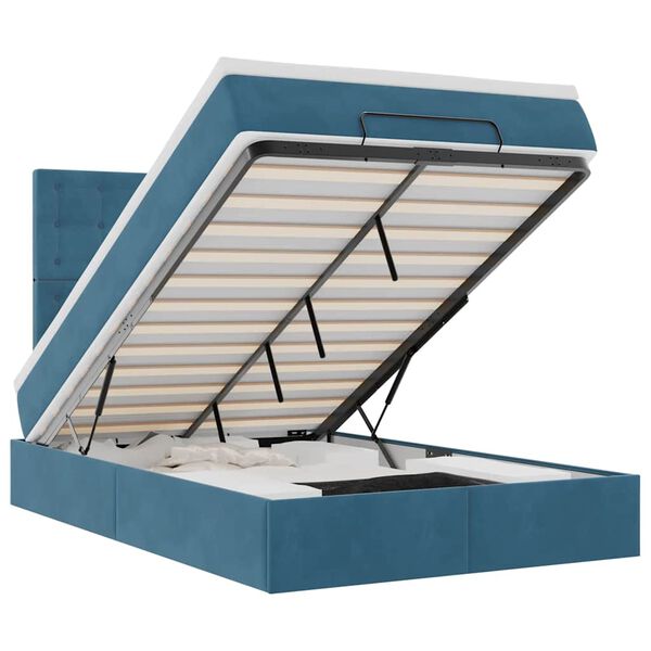 vidaXL Ottoman-Bett mit Matratzen Dunkelblau 120x190 cm Samt