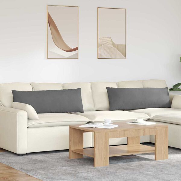 vidaXL Sofakissen 2 St&uuml;ck Dunkelgrau 120 x 40 cm Stoff