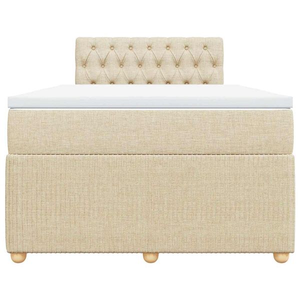 vidaXL Boxspringbett mit Matratze Creme 120x190 cm Stoff