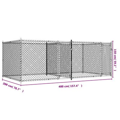 vidaXL Hundezwinger mit Türen Grau 4x2x1,5 m Verzinkter Stahl