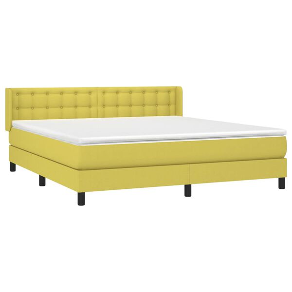 vidaXL Boxspringbett mit Matratze Gr&uuml;n 180x200 cm Stoff